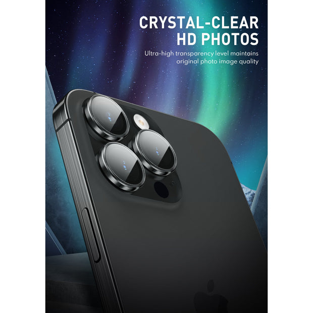 Tempered Glass Camera Lens Protector for iPhone 15 Pro Max-Black