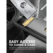 Clayco Google Pixel 6A Cache Shock-Absorption Heavy Duty Slim Wallet Phone Case - Black