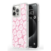 iPhone 14 Pro Max Halo Cute Phone Case - Pink/White Daisies
