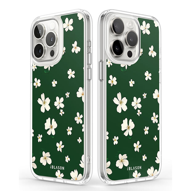 iPhone 14 Pro Halo Cute Phone Case - Green Daisies