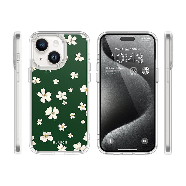 iPhone 14 Halo Cute Phone Case - Green Daisies
