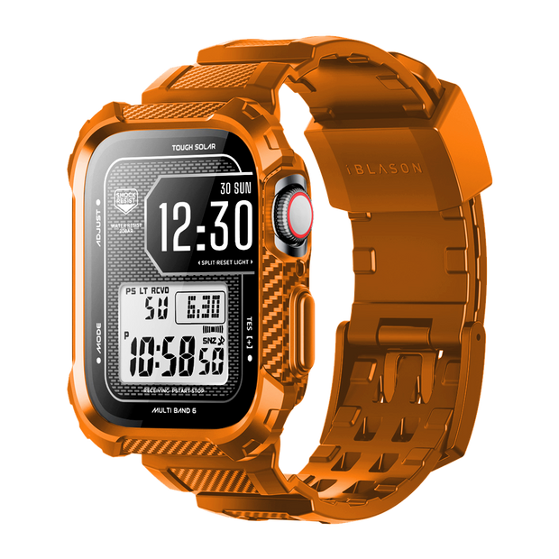 Apple Watch 45mm Armorbox Case with Tempered Glass Screen Protectors - Orange