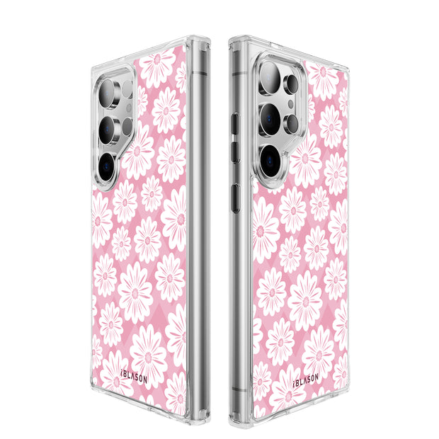 Galaxy S23 Ultra Halo Cute Phone Case - Pink/White Daisies
