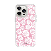 iPhone 13 Pro Max Halo Cute Phone Case - Pink/White Daisies