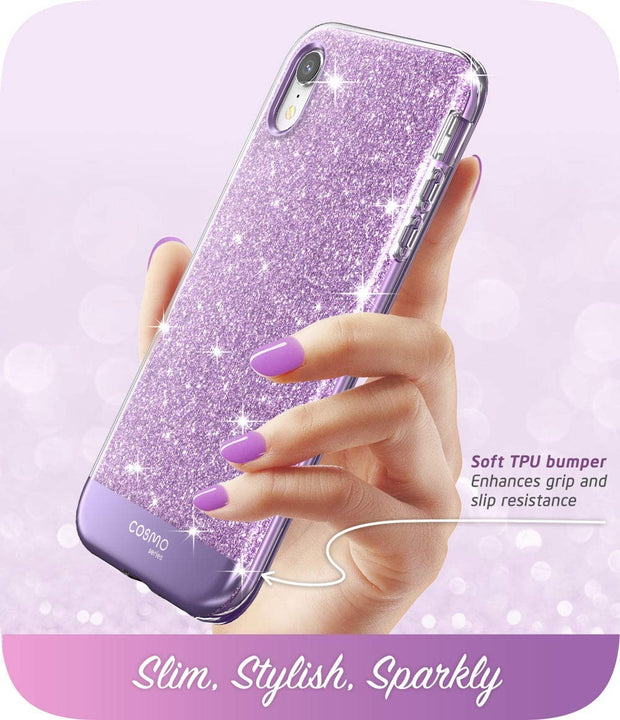 iPhone XR Cosmo Case-Glitter Purple