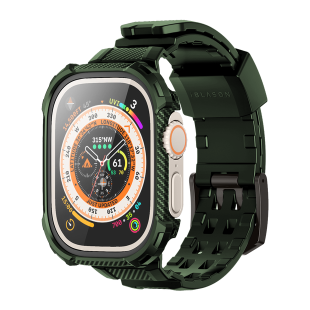 Apple Watch Ultra 49mm Armorbox Case with Tempered Glass Screen Protectors  - Dark Green