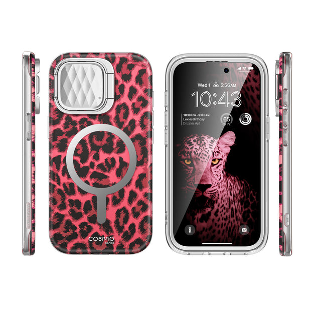 iPhone 15 Pro Cosmo Mag Case - Pink Leopard