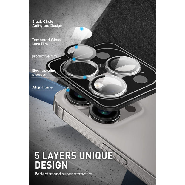 Tempered Glass Camera Lens Protector for iPhone 15 Pro Max-Silver