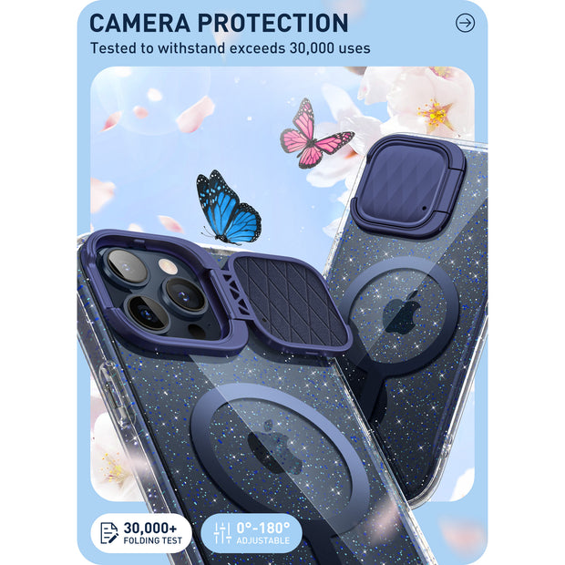 iPhone 15 Pro Max Cosmo Mag Case- Glitter Blue