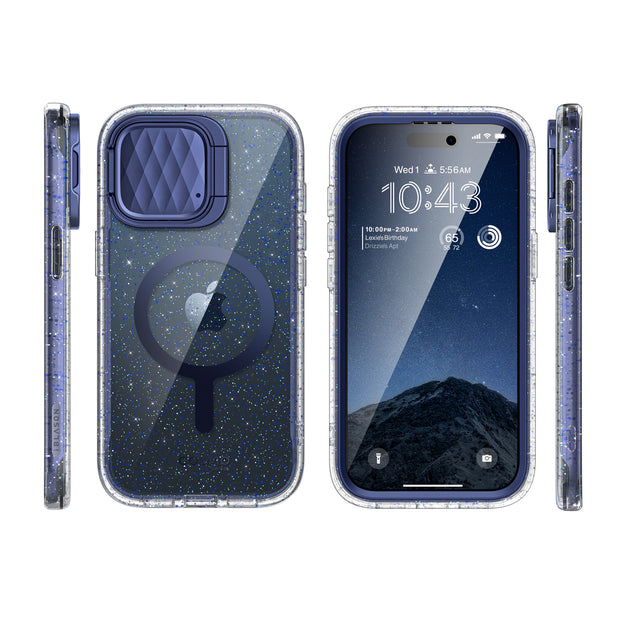 iPhone 15 Pro Cosmo Mag Case - Glitter Blue