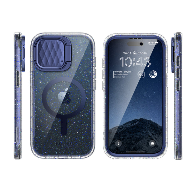 iPhone 15 Pro Max Cosmo Mag Case- Glitter Blue
