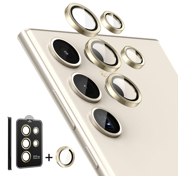 Tempered Glass Camera Lens Protector for Galaxy S23 Ultra-Gold