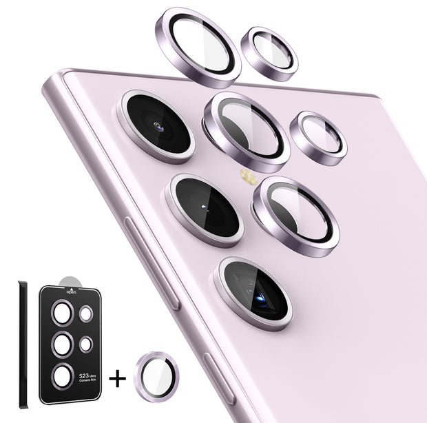 Tempered Glass Camera Lens Protector for Galaxy S23 Ultra-Rose Gold