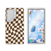Galaxy S24 Ultra Cosmo Cute Phone Case - Brown Checkers