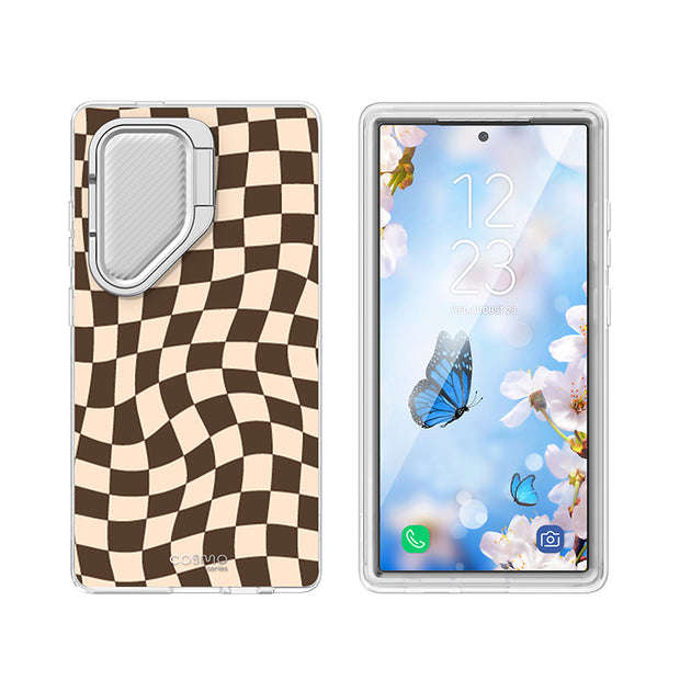 Galaxy S24 Ultra Cosmo Cute Phone Case - Brown Checkers