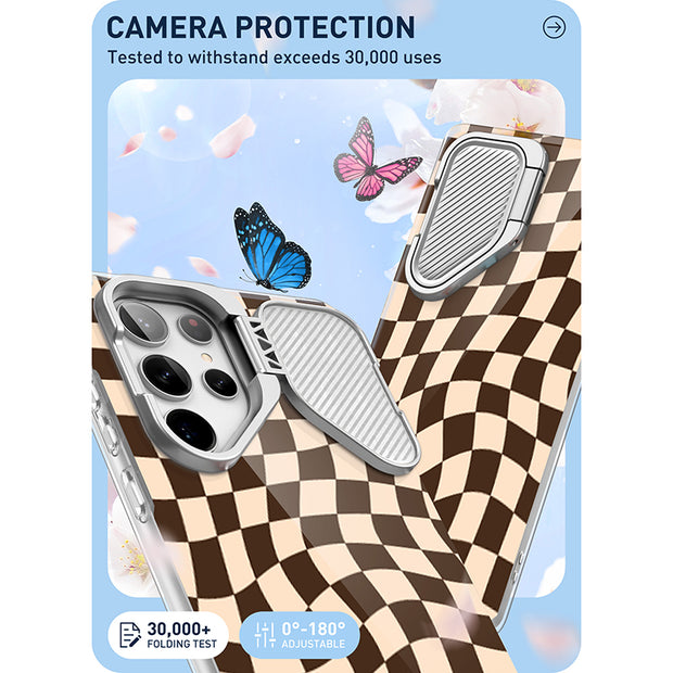 Galaxy S24 Ultra Cosmo Cute Phone Case - Brown Checkers