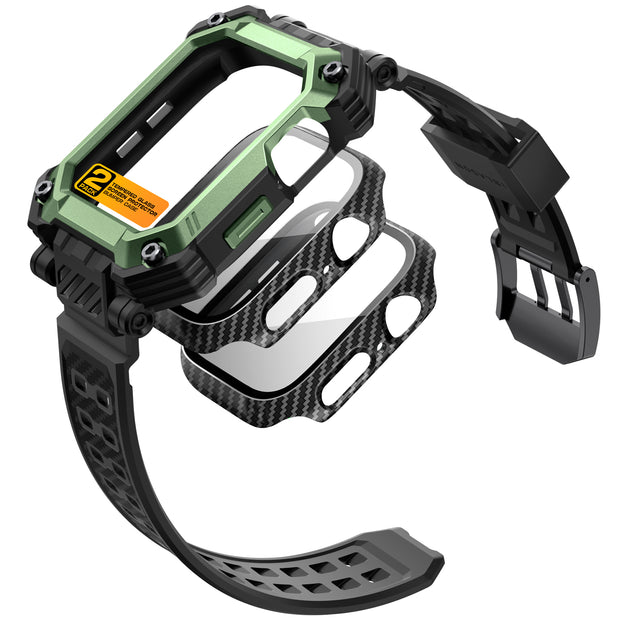 Apple Watch 46mm Armorbox Case with Tempered Glass Screen Protectors  - Dark Green