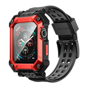 Apple Watch 46mm Armorbox Case with Tempered Glass Screen Protectors  - Metallic Red