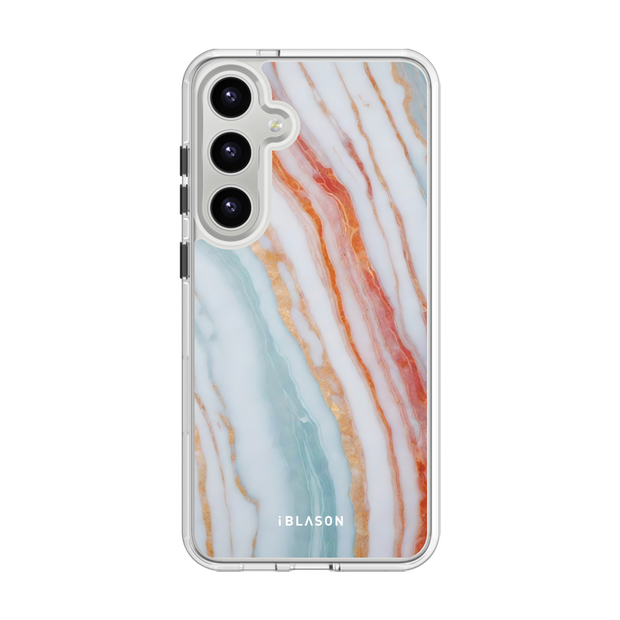 Galaxy S24 Halo MagSafe Cute Phone Case - Marble Rainbow