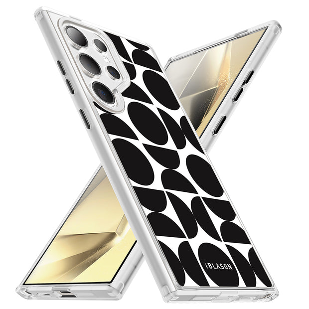 Galaxy S23 Ultra Halo MagSafe Cute Phone Case - Black Retro Geometric