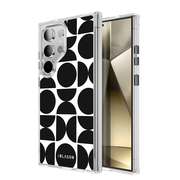 Galaxy S23 Ultra Halo MagSafe Cute Phone Case - Black Retro Geometric