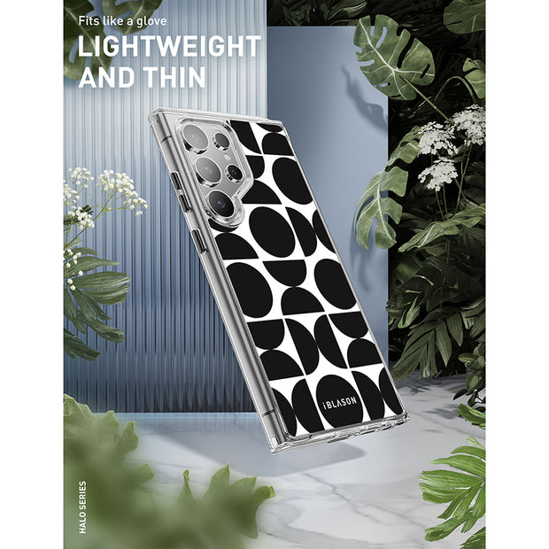 Galaxy S23 Ultra Halo MagSafe Cute Phone Case - Black Retro Geometric