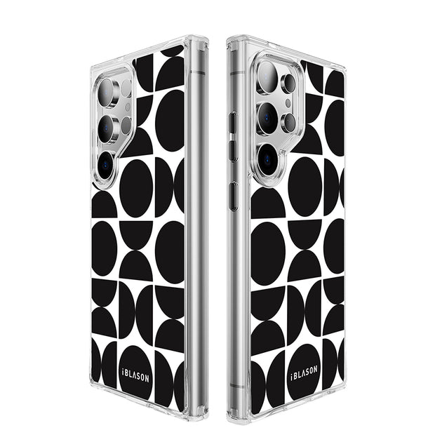Galaxy S23 Ultra Halo MagSafe Cute Phone Case - Black Retro Geometric