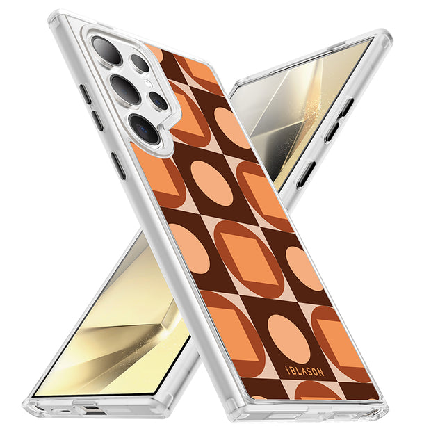 Galaxy S23 Ultra Halo MagSafe Cute Phone Case - Brown Retro Geometric