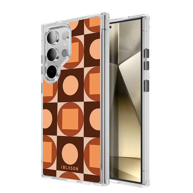 Galaxy S23 Ultra Halo MagSafe Cute Phone Case - Brown Retro Geometric