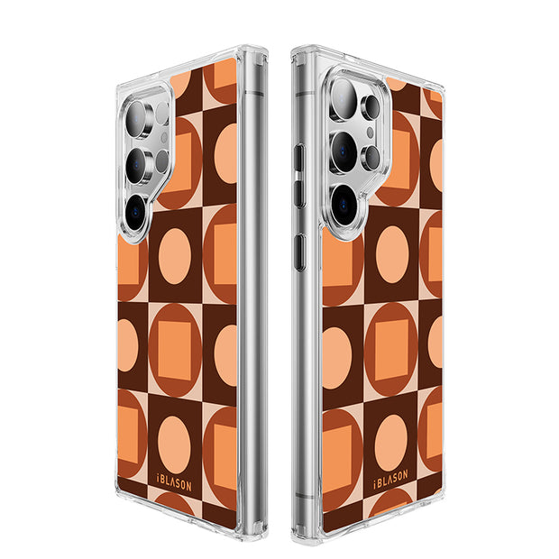 Galaxy S23 Ultra Halo MagSafe Cute Phone Case - Brown Retro Geometric