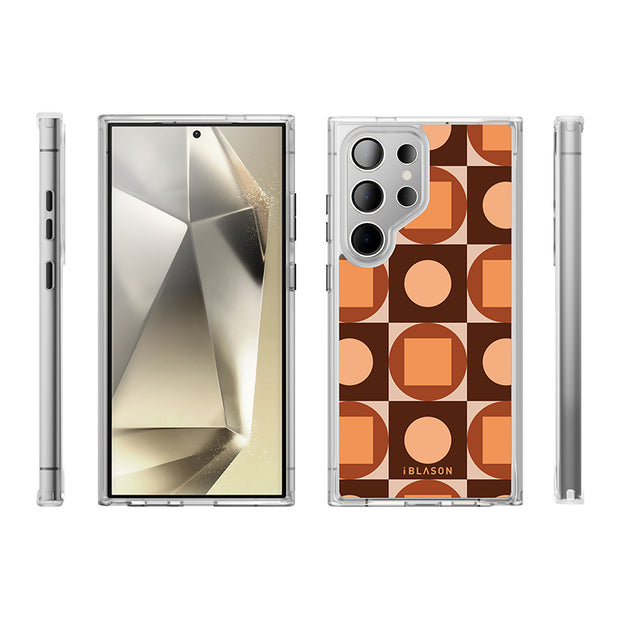 Galaxy S23 Ultra Halo MagSafe Cute Phone Case - Brown Retro Geometric