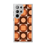 Galaxy S24 Ultra Halo MagSafe Cute Phone Case - Brown Retro Geometric