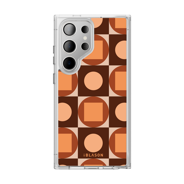Galaxy S24 Ultra Halo MagSafe Cute Phone Case - Brown Retro Geometric