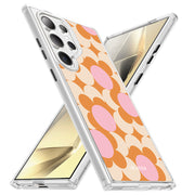 Galaxy S24 Ultra Halo MagSafe Cute Phone Case - Orange Retro Geometric
