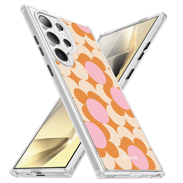 Galaxy S24 Ultra Halo MagSafe Cute Phone Case - Orange Retro Geometric