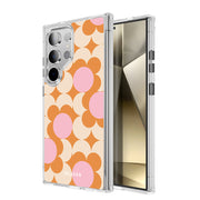 Galaxy S24 Ultra Halo MagSafe Cute Phone Case - Orange Retro Geometric