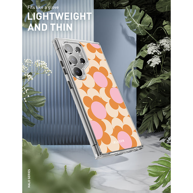 Galaxy S24 Ultra Halo MagSafe Cute Phone Case - Orange Retro Geometric