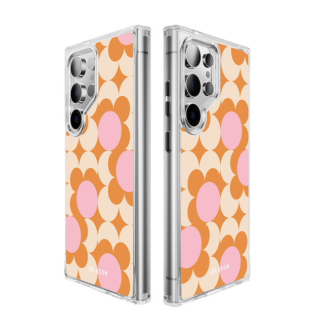 Galaxy S24 Ultra Halo MagSafe Cute Phone Case - Orange Retro Geometric