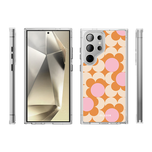Galaxy S24 Ultra Halo MagSafe Cute Phone Case - Orange Retro Geometric