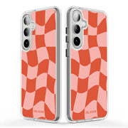 Galaxy S23 Plus Halo MagSafe Cute Phone Case - Pink Retro Checkers