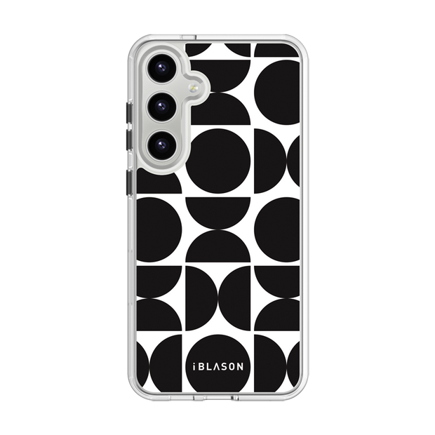Galaxy S23 Halo MagSafe Cute Phone Case - Black Retro Geometric