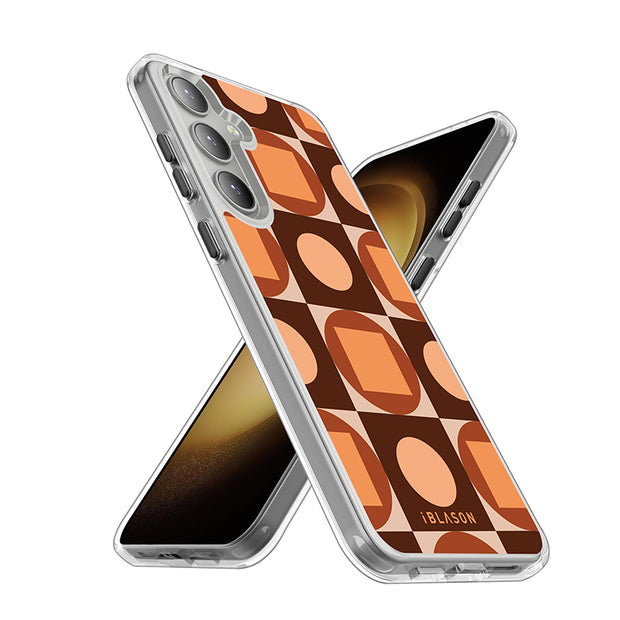Galaxy S23 Halo MagSafe Cute Phone Case - Brown Retro Geometric