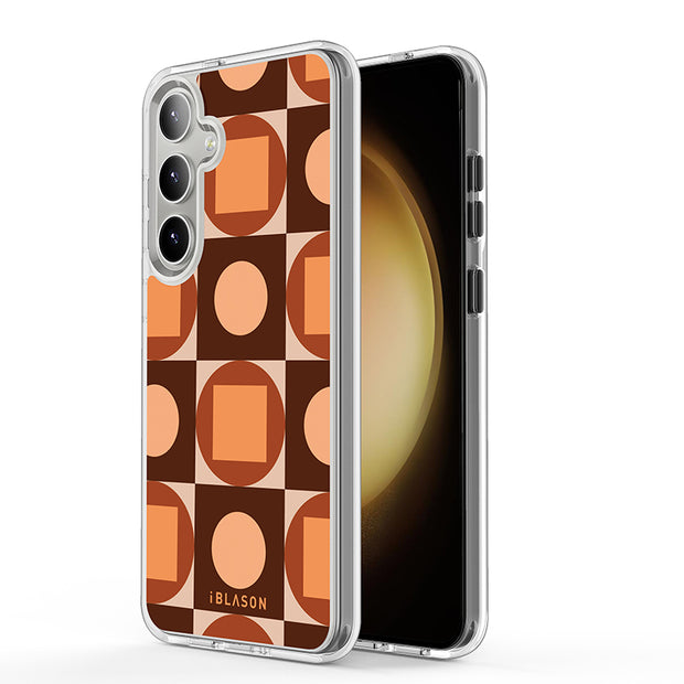 Galaxy S23 Halo MagSafe Cute Phone Case - Brown Retro Geometric
