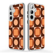 Galaxy S23 Halo MagSafe Cute Phone Case - Brown Retro Geometric