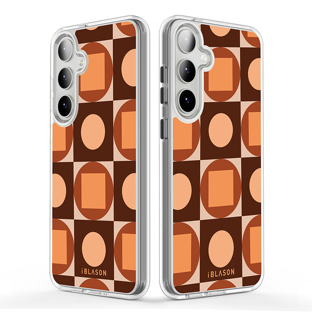 Galaxy S23 Halo MagSafe Cute Phone Case - Brown Retro Geometric