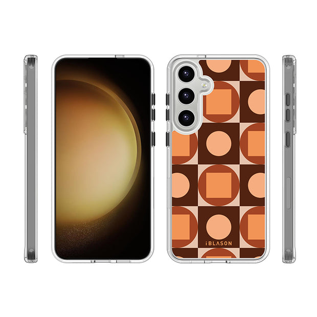Galaxy S23 Halo MagSafe Cute Phone Case - Brown Retro Geometric