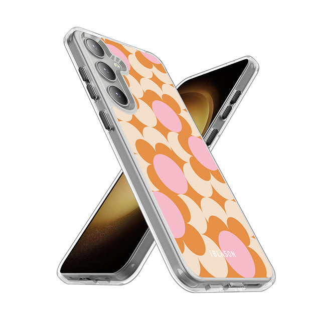 Galaxy S23 Halo MagSafe Cute Phone Case - Orange Retro Geometric
