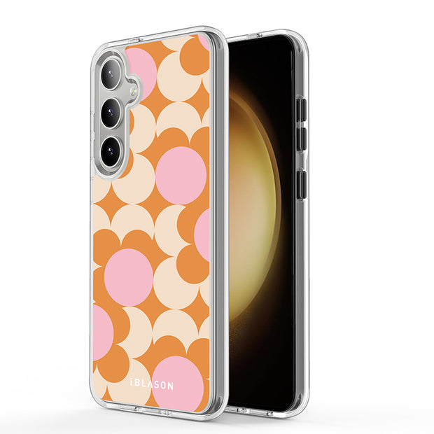 Galaxy S23 Halo MagSafe Cute Phone Case - Orange Retro Geometric