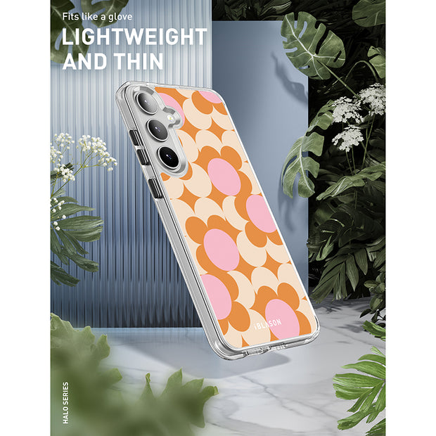 Galaxy S23 Halo MagSafe Cute Phone Case - Orange Retro Geometric