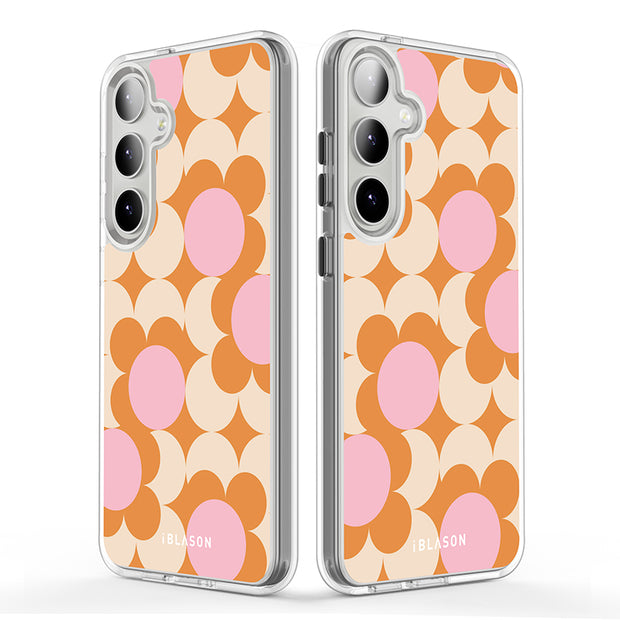 Galaxy S23 Halo MagSafe Cute Phone Case - Orange Retro Geometric
